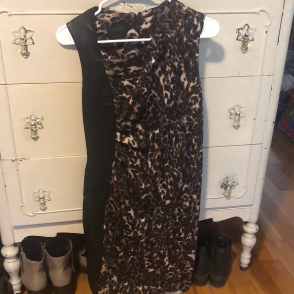 Danier dress, Italian leather detail on side with leopard print 10 - Picture 1 of 6